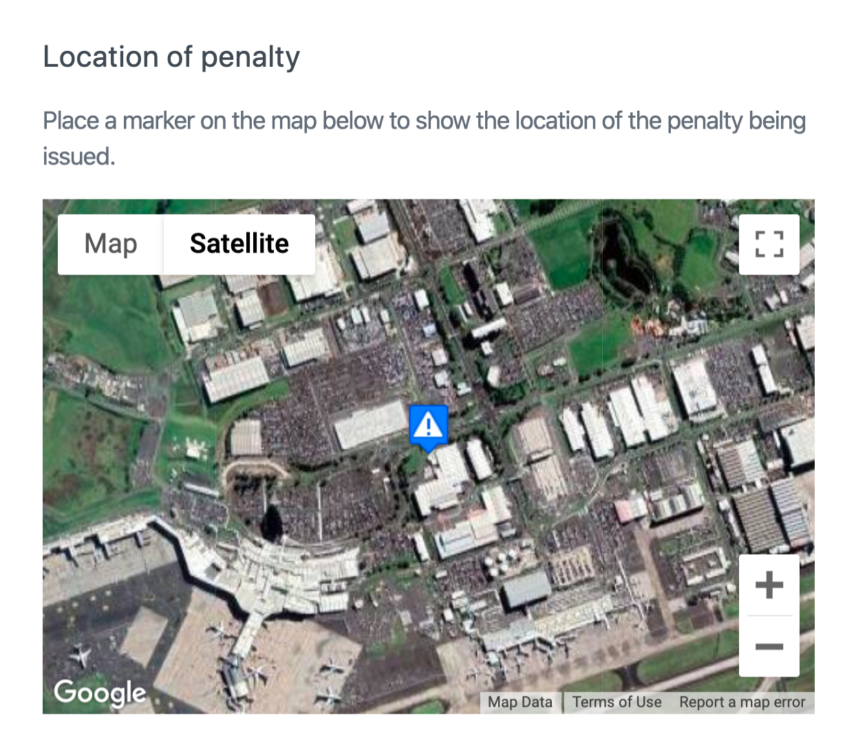Penalty location marker | AIRDAT Passport