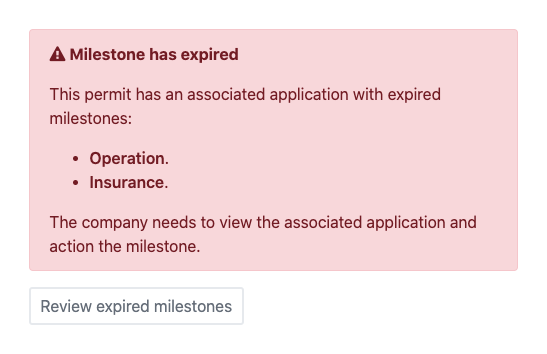 Expired application milestones | AIRDAT Onboard